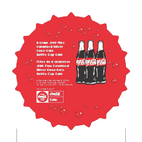 2023 Niue Coca-Cola Bottle Cap 6 Gram Silver Colorized Shaped Coin