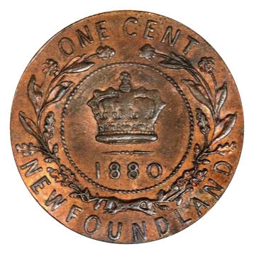 1880 Newfoundland  Round 0 One Cent Penny Coin Elevated Date VG
