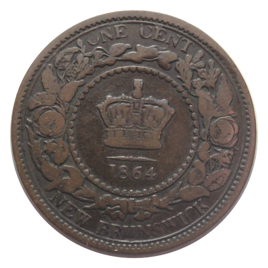 1864 New Brunswick Large One Cent Coin VG
