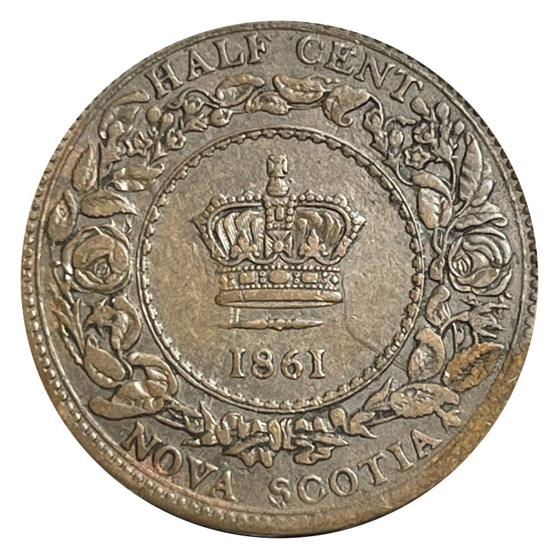 1861 Nova Scotia Half Penny Coin VG