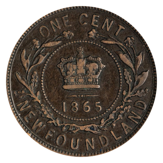 1865 Newfoundland one Cent Penny Coin VG