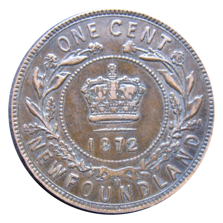 1872 H  Newfoundland one Cent Penny Coin VG