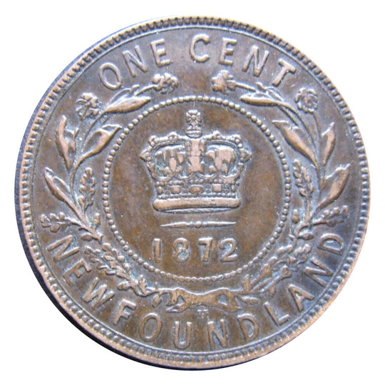 1872 H  Newfoundland one Cent Penny Coin VG