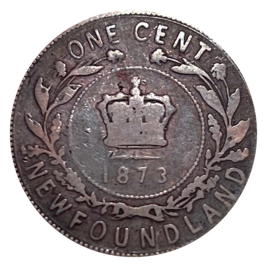 1873  Newfoundland one Cent Penny Coin VG