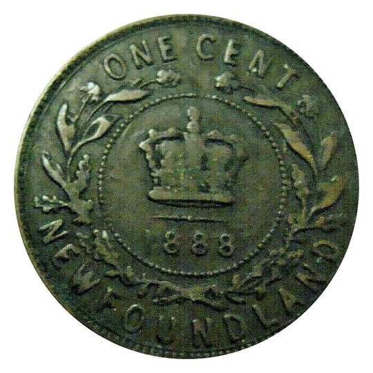 1888  Newfoundland one Cent Penny Coin VG