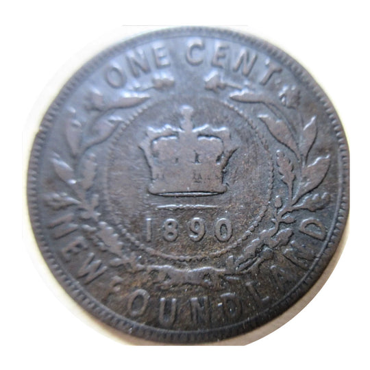 1890 Newfoundland one Cent Penny Coin VG