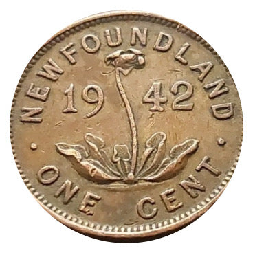 1942 Newfoundland  1 Cent Penny Coin VF