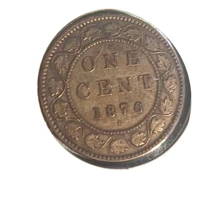 1876 H Queen Victoria large Penny Coin