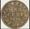 Canada 1890 H 1 Cent One Large Cent Coin - Date clé à faible tirage - Reine Victoria de haute qualité