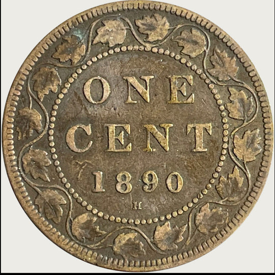 1890 H Canadian  Large Cent Coin Queen Victoria VG