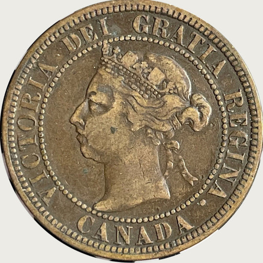 1890 H Canadian  Large Cent Coin Queen Victoria VG