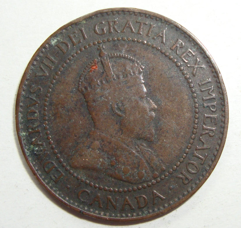 1907 Canada Large Penny Edward VII One Cent Coin VG