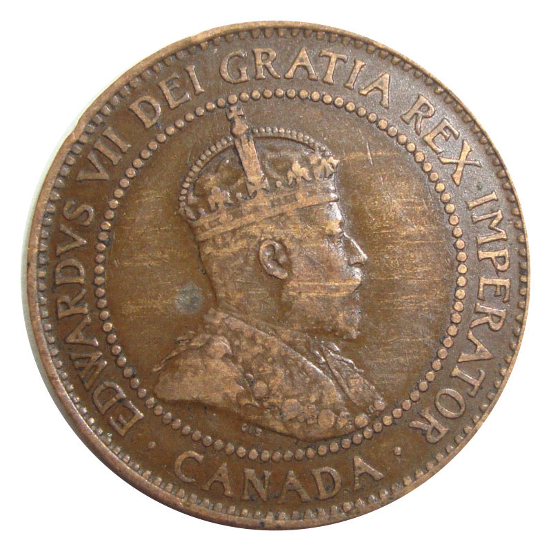 1908 Canada Large Penny Edward VII One Cent Coin VG
