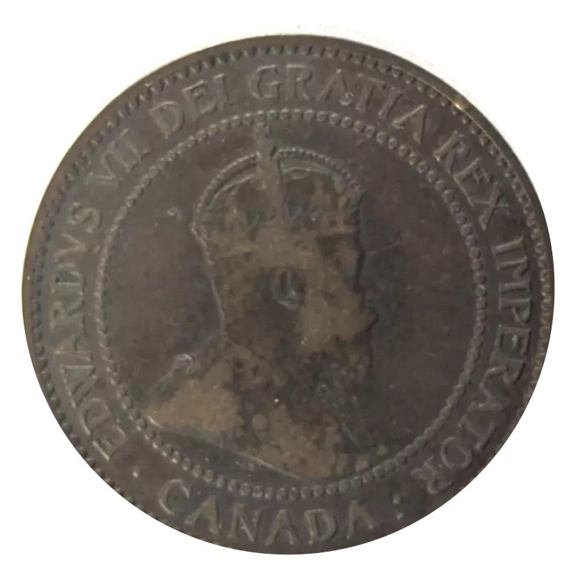 1907 H Canada Large One Cent Coin Circulated Low mintage VG