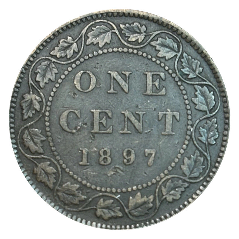 1897 Canada  Victoria Queen Large Penny Coin VG