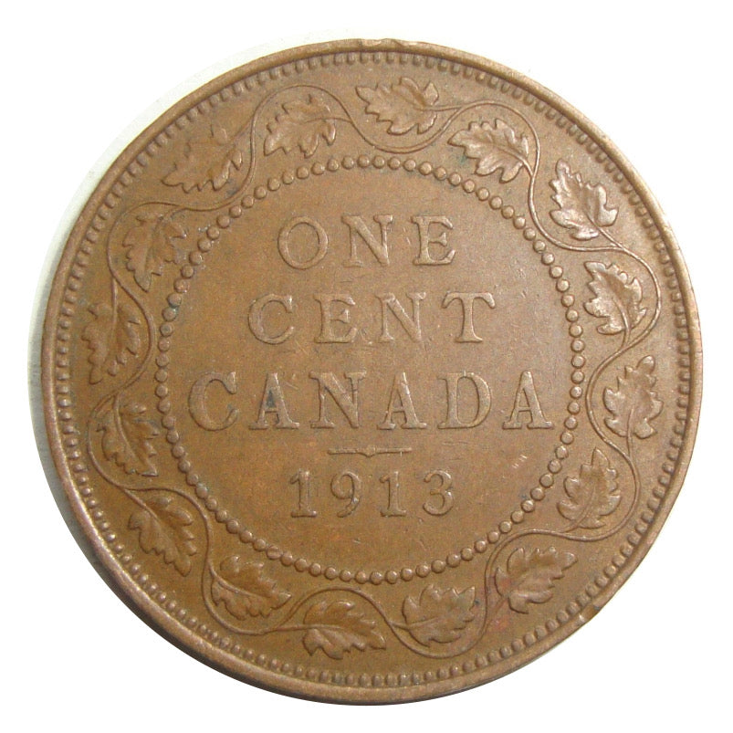 1913 Canada 1 Cent  George V large Penny Coin