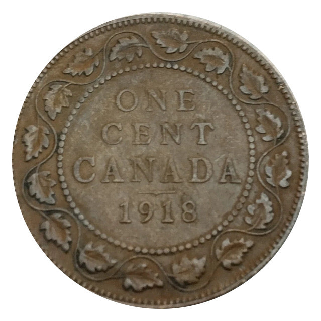 1918 Canada 1 Cent  George V large Penny Coin