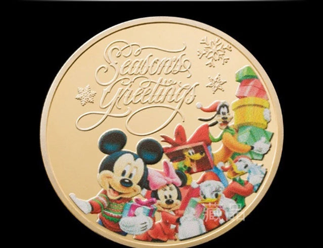 Lucky Coin - Season’s Greeting Micky Coin in Protective Plastic Capsule Gold plated
