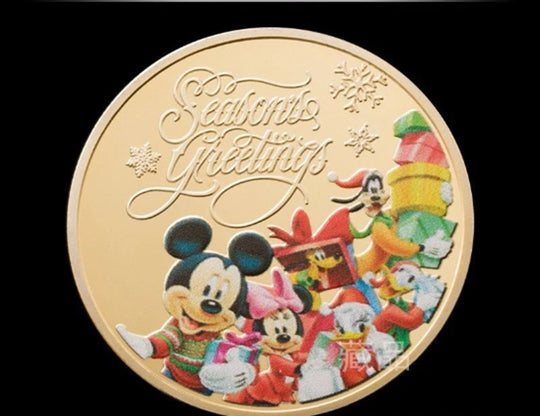 Lucky Coin - Season’s Greeting Micky Coin in Protective Plastic Capsule Gold plated