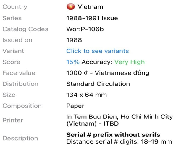 Vietnam 1000 Dong 1988 Banknote P106 G