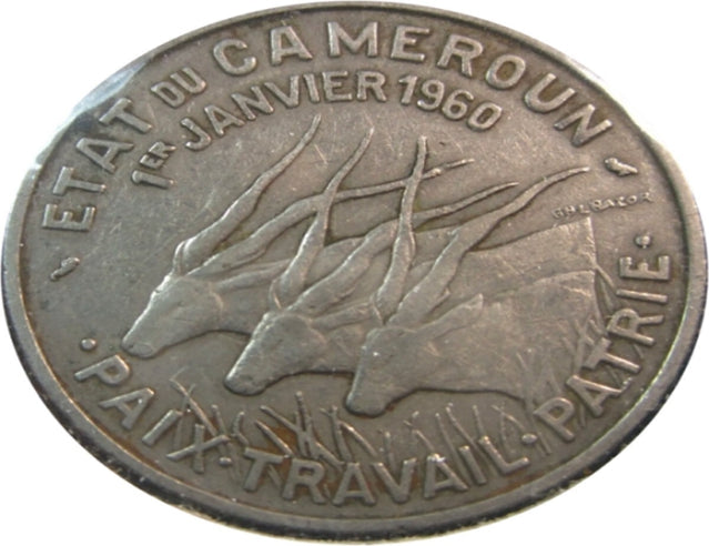 1960 Cameroon 50 francs coin VF *