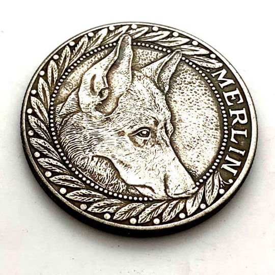 Hobo Coin - German shepherd - Craft Gift Coin Colored in Protective Plastic Capsule Silver plated #AN21