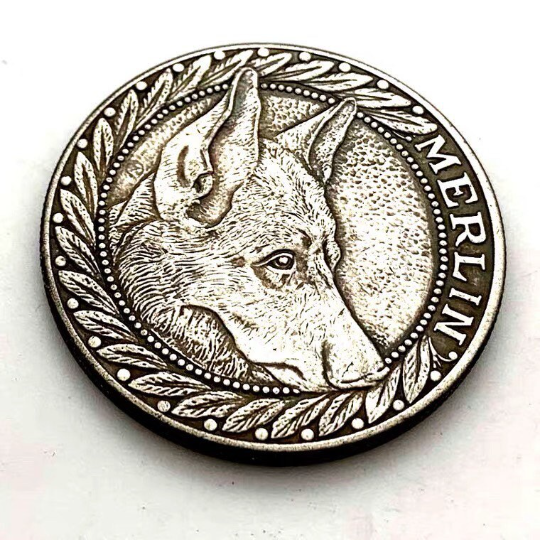 Lucky  Coin - German shepherd - Craft Gift Coin Colored in Protective Plastic Capsule Silver plated
