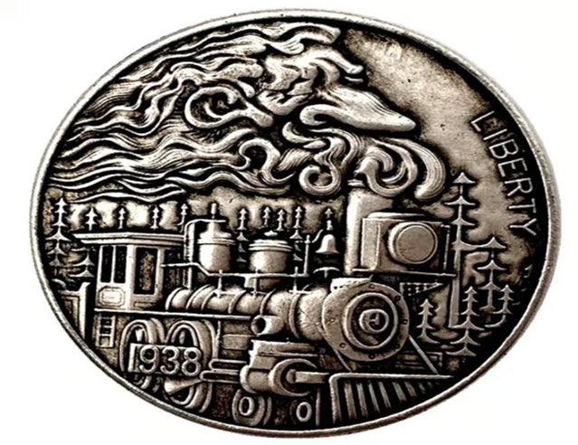 Hobo Coin - forrest train Coin in Protective Plastic Capsule Copper Engraved #TR01