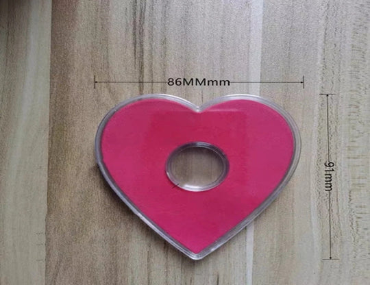 2pcs High Quality Coin Protective Heart-shaped display box gift box 27mm Diameter