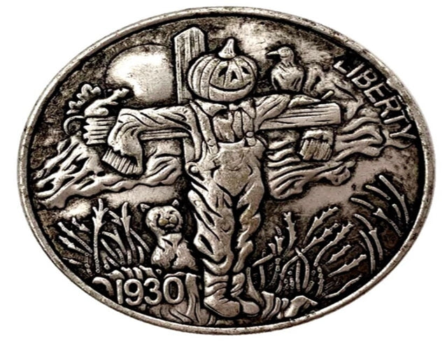 Hobo Coin - Halloween scarecrowCoin in Protective Plastic Capsule Copper Engraved #HO01