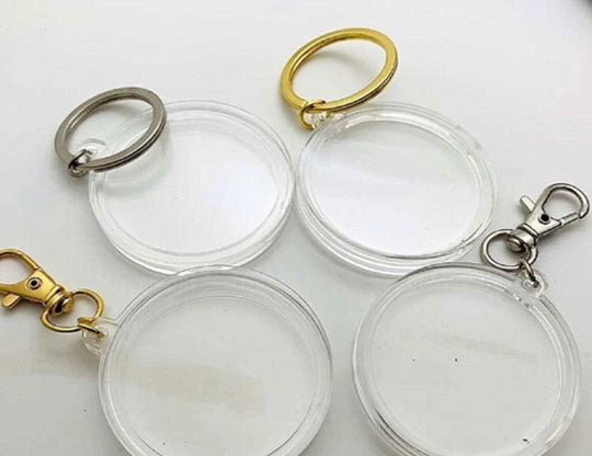 2 PCs Coin Holder with Free Capsule 40 mm diameter Coins Keyring Circle Alloy Keychain