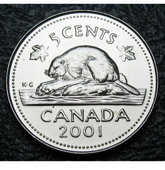 RCM - 2001-p - 5-cent - Proof Like - Uncirculated - Rounded “0” - Variety