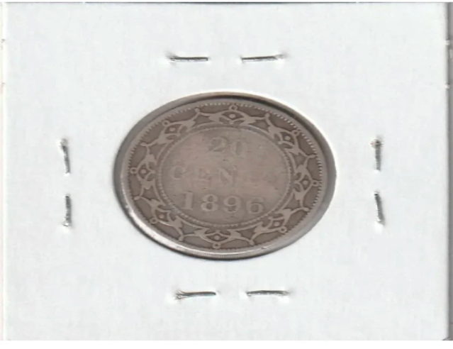 1896 Newfoundland 20 Cents Silver Large 6 VF