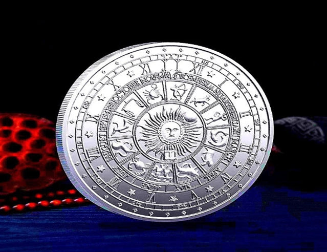 Lucky Coin -12 constellation  Colored in Protective Plastic Capsule Silver Plated