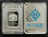 Geiger 1g Gram Fine Silver Serialized Bullion Square***