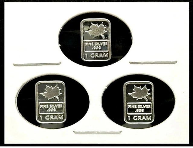 Canadian Maple Leaf & Map - 3 x 1g Gram Fine Silver Rounds***
