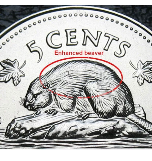 2001 p  Canadian 5 cent  - Oval ”0“ - Variety coin