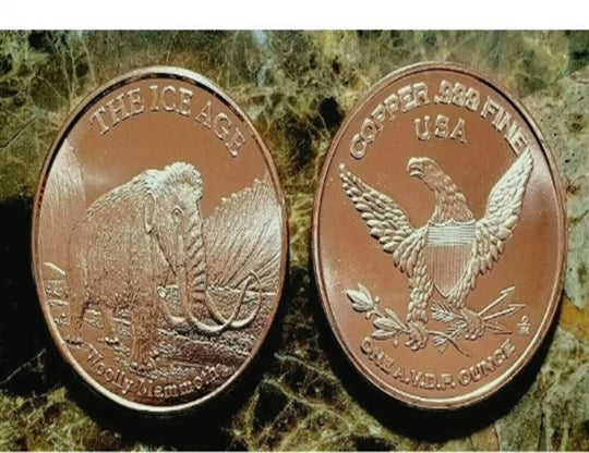 Set of Five 1oz. Pure Copper Bullion Ice Age nice coin set ***