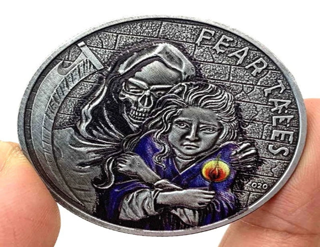 Lucky Coin - “Fear Story” Colored Gift Coin in Protective Plastic Capsule