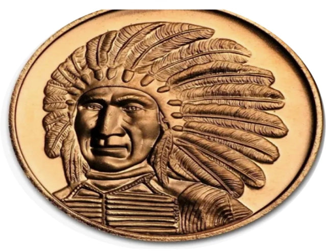 Native Americans - Red Cloud 1oz. Pure Copper Bullion Round***