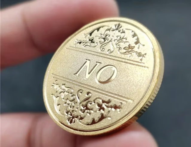 Decision Coin - Yes No Decision coin in Protective Plastic Capsule Copper Engraved