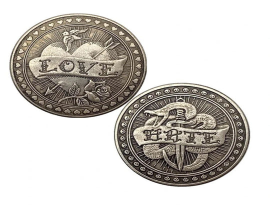 Lucky Coin -Rose love- Craft Gift Copper Coin in Protective Plastic Capsule