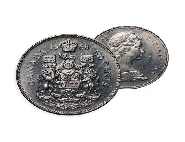 1968 kanadische 50-Cent-Wappen-Halbdollar-Münze UNC