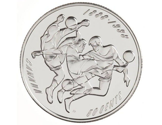 1998 50 Cent First Overseas Canadian Soccer Tour Sterling Silver Coin