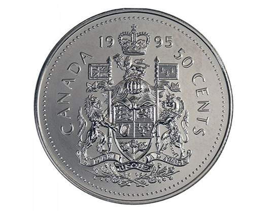 1995 Canadian 50-Cent Coat of Arms Half Dollar Coin BU