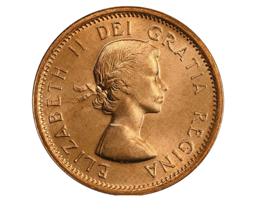 1958 Penny de brindille de feuille d'érable canadienne de 1 cent BU