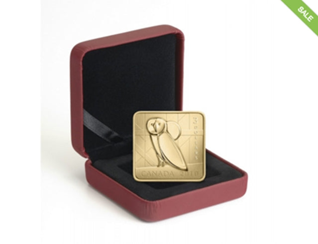 2010 Canadian $3 Wildlife Conservation Series: Barn Owl Sterling Silver Gold-plated Square Coin