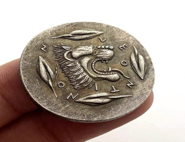 Lucky Coin - Greece Style Lion Ancient  Copper Engraved