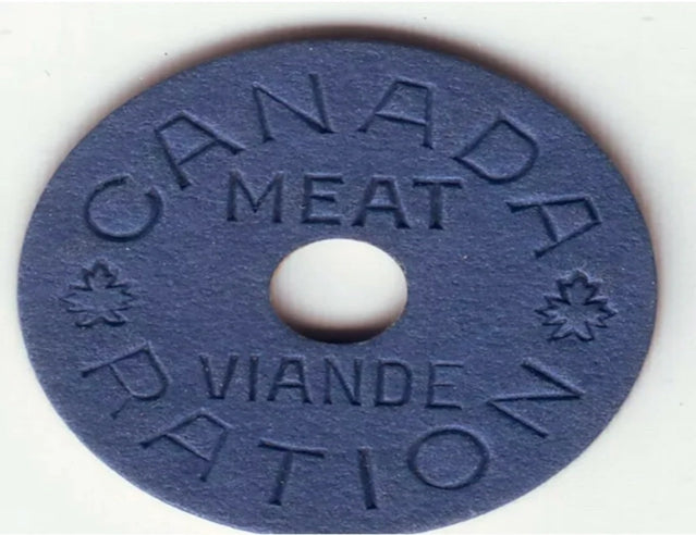 1945 Monix Canada WW II Meat Ration BLUE bilingual Token wartime ...