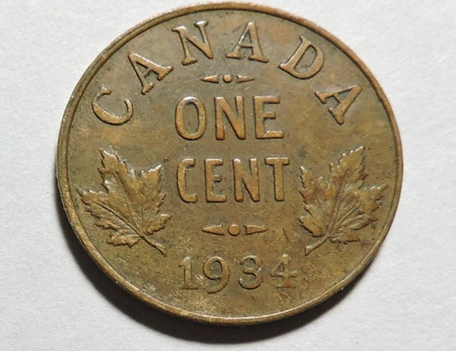 1934 1 Cent Canadian Penny circulé en bon état